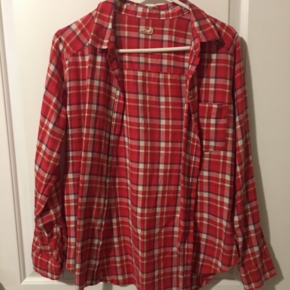 Hollister red flannel button down top! - Picture 1 of 3